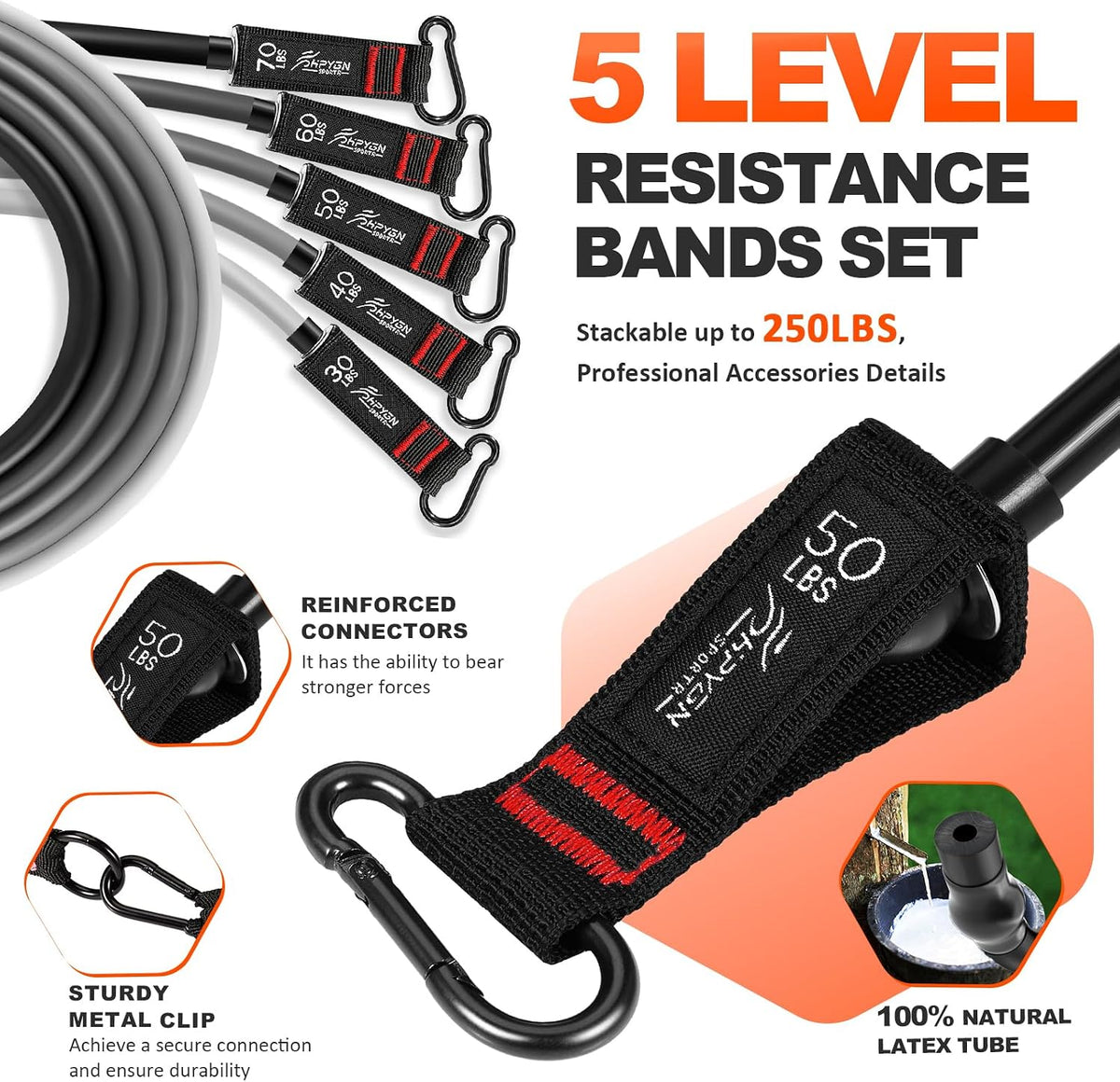 Resistance Bands with Handles, 150 lb Exercise Bands for Home Workout