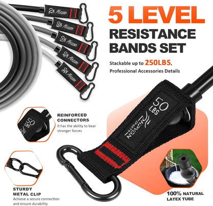 Resistance Bands with Handles, 150 lb Exercise Bands for Home Workout