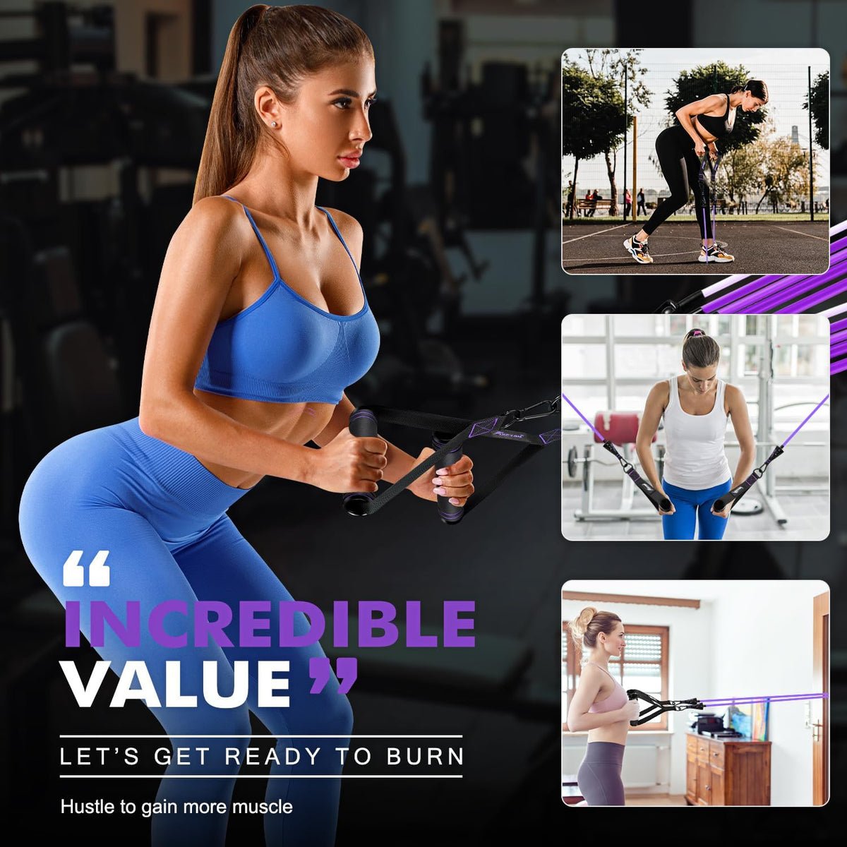 Resistance Bands with Handles, 150 lb Exercise Bands for Home Workout