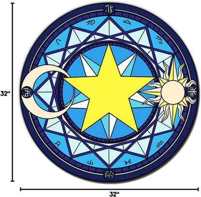 The Magic Circle Pattern Round Carpet Floor Mats Yoga Cushion for Playroom/Cloakroom, E-01