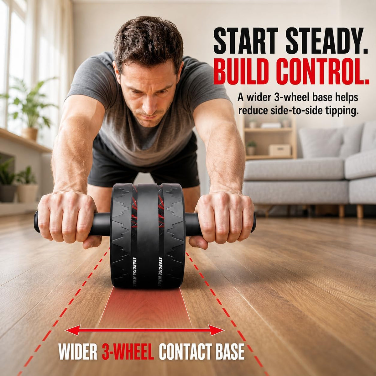 Ab Roller Wheel, Abs & Core Workout Equipment for Home Gym with Knee Pad Accessories, Abdominal Wheel for Full-body Strength Training