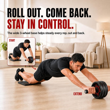 Ab Roller Wheel, Abs & Core Workout Equipment for Home Gym with Knee Pad Accessories, Abdominal Wheel for Full-body Strength Training