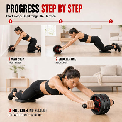 Ab Roller Wheel, Abs & Core Workout Equipment for Home Gym with Knee Pad Accessories, Abdominal Wheel for Full-body Strength Training