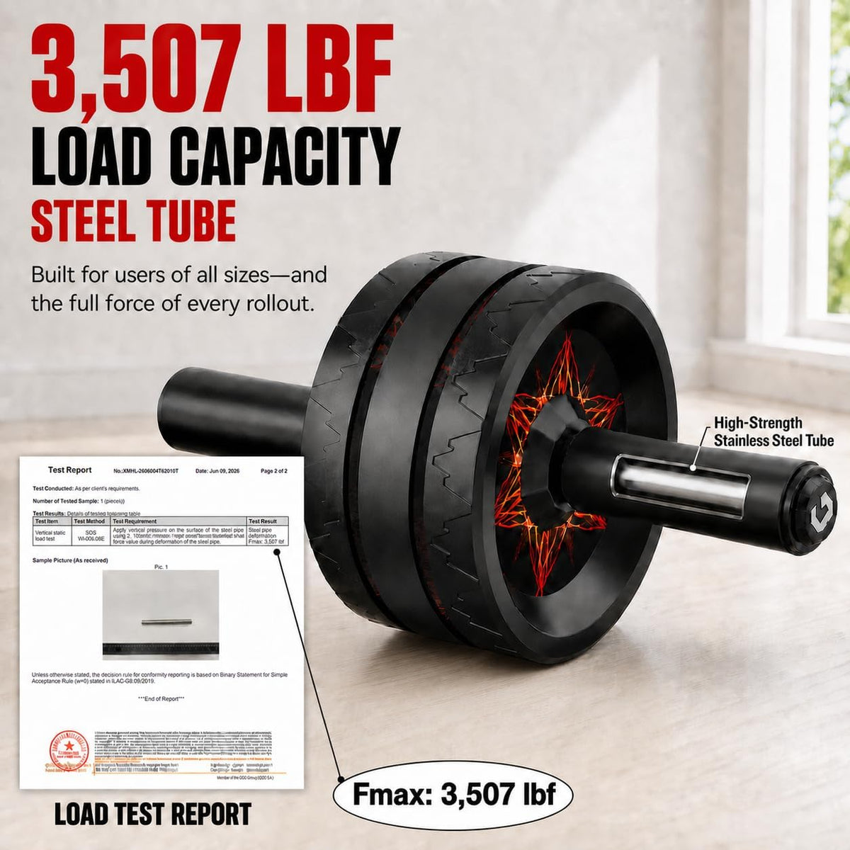 Ab Roller Wheel, Abs & Core Workout Equipment for Home Gym with Knee Pad Accessories, Abdominal Wheel for Full-body Strength Training