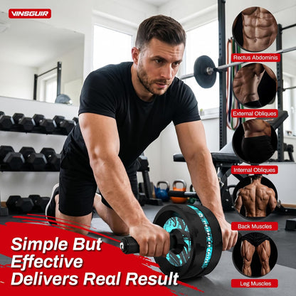 Ab Roller Wheel, Abs & Core Workout Equipment for Home Gym with Knee Pad Accessories, Abdominal Wheel for Full-body Strength Training