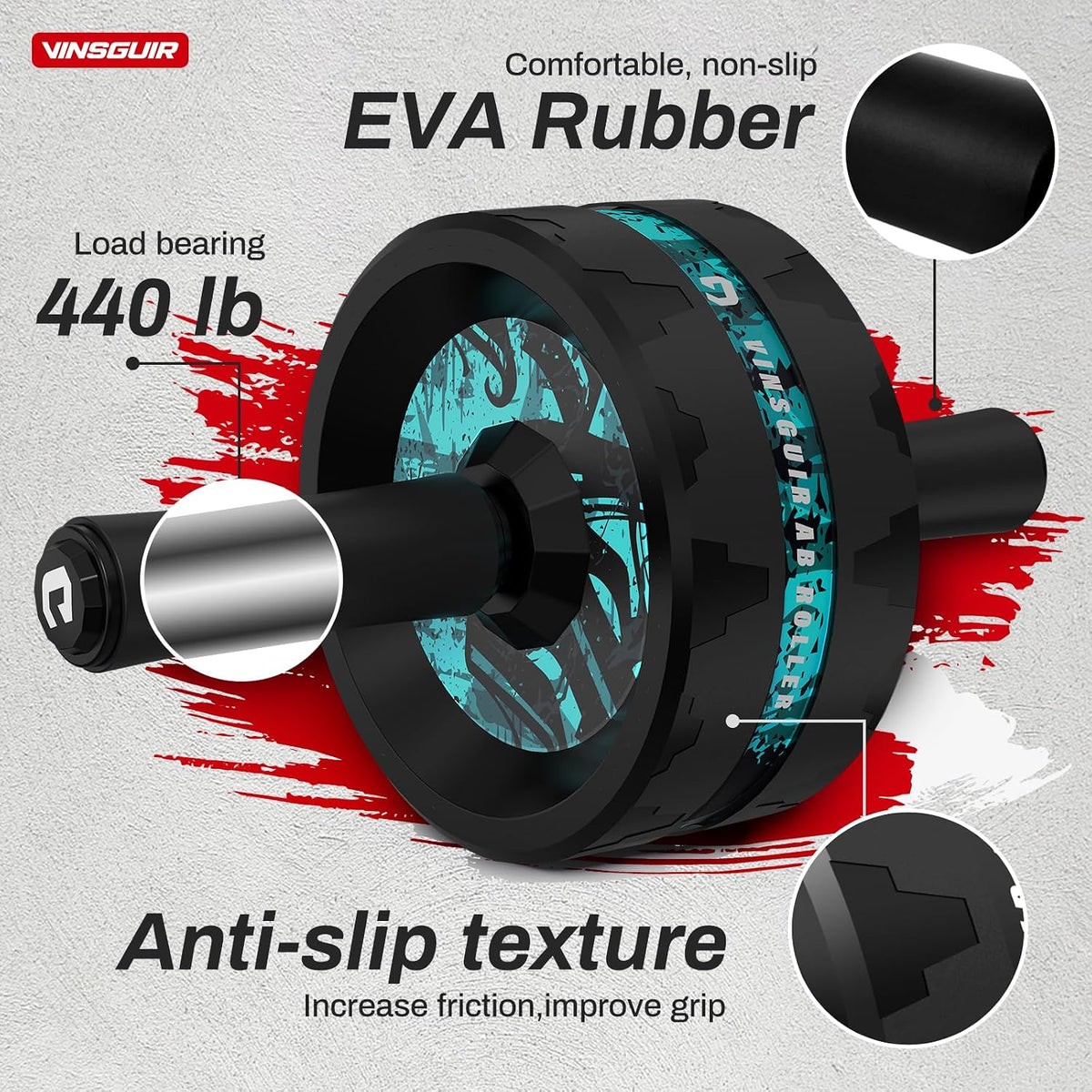 Ab Roller Wheel, Abs & Core Workout Equipment for Home Gym with Knee Pad Accessories, Abdominal Wheel for Full-body Strength Training