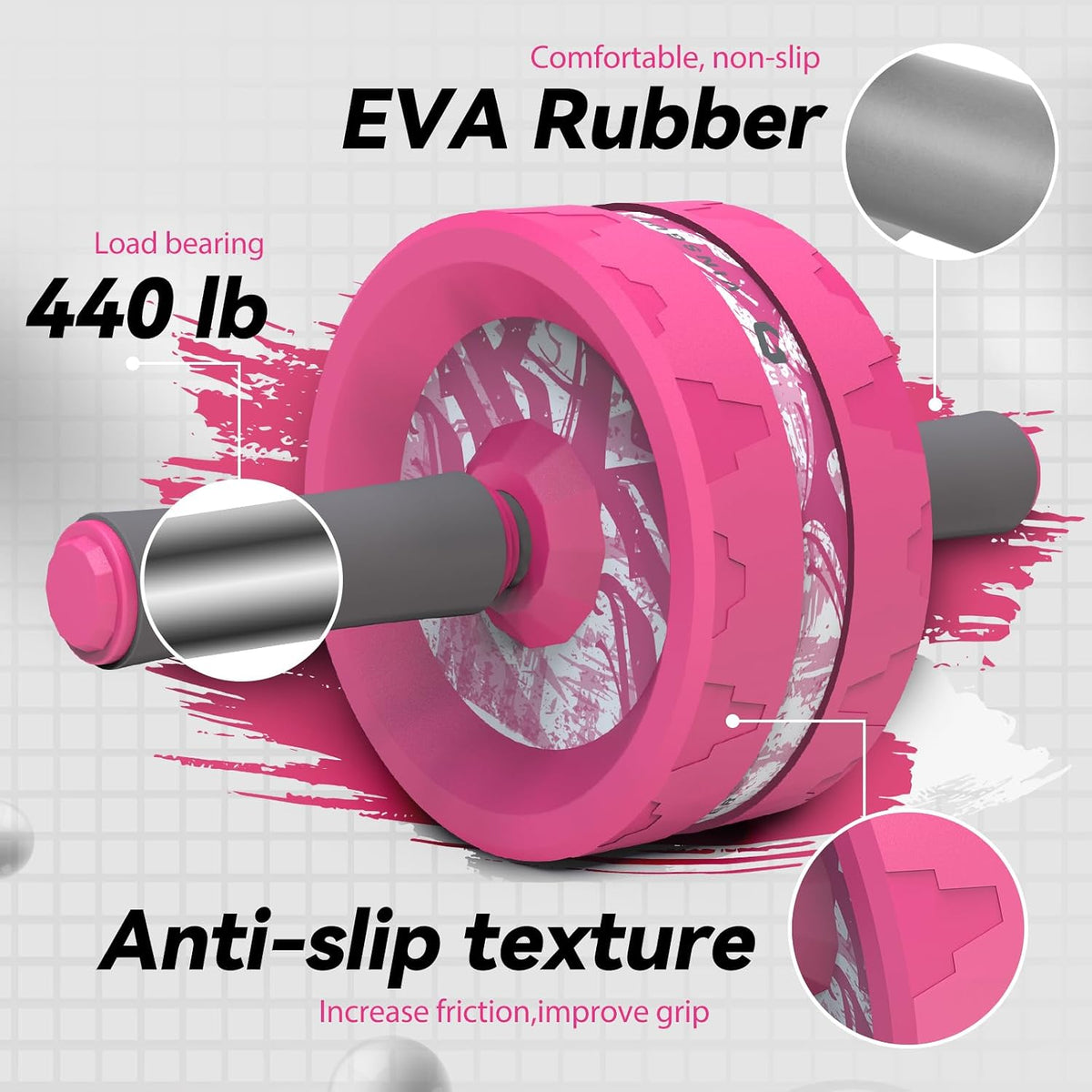 Ab Roller Wheel, Abs & Core Workout Equipment for Home Gym with Knee Pad Accessories, Abdominal Wheel for Full-body Strength Training
