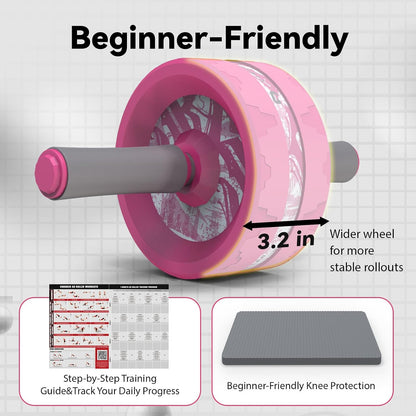 Ab Roller Wheel, Abs & Core Workout Equipment for Home Gym with Knee Pad Accessories, Abdominal Wheel for Full-body Strength Training