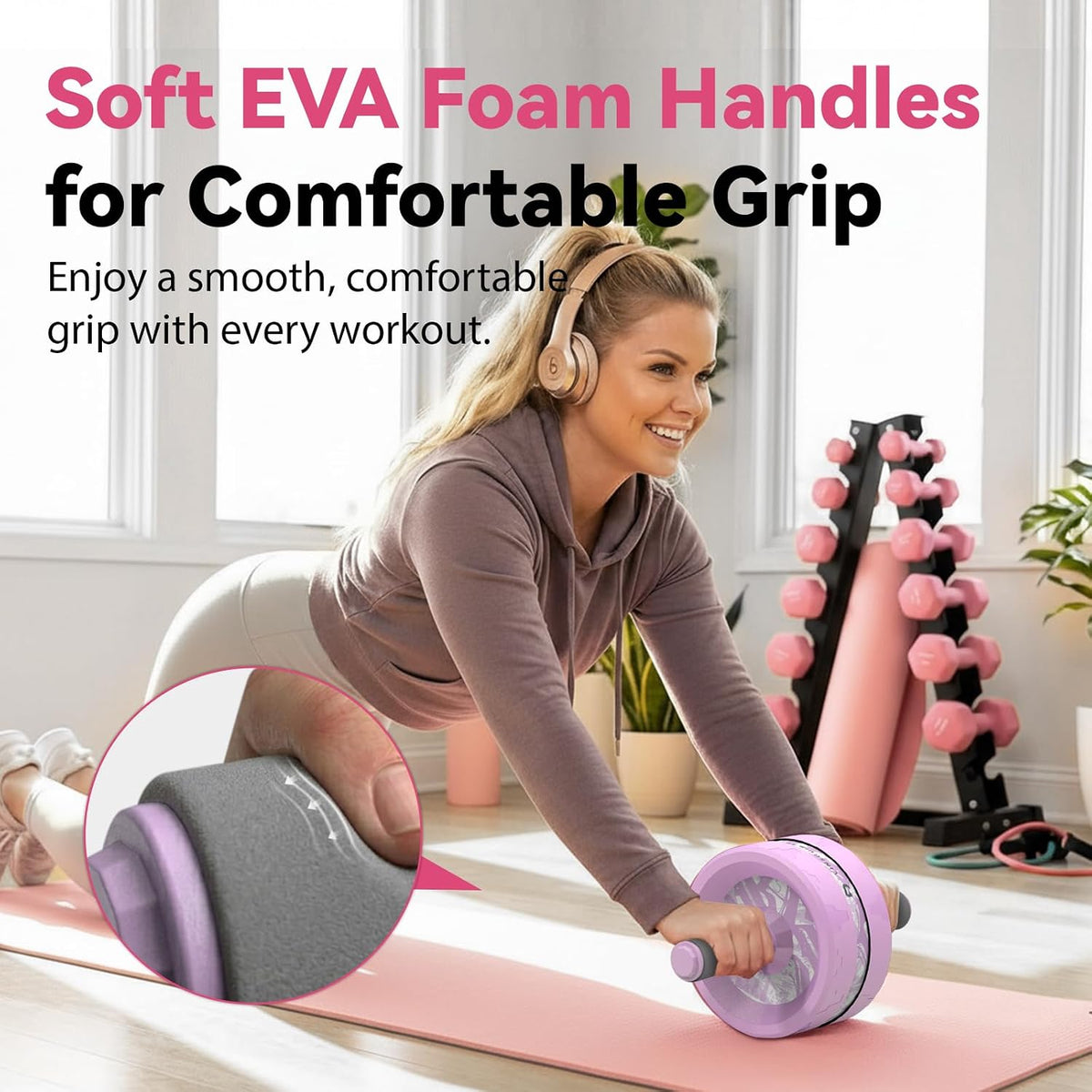 Ab Roller Wheel, Abs & Core Workout Equipment for Home Gym with Knee Pad Accessories, Abdominal Wheel for Full-body Strength Training