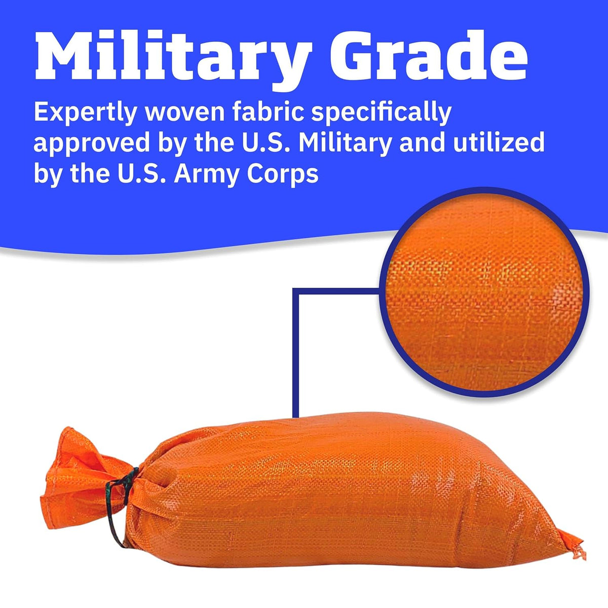 Heavy Duty Sandbags with Ties, 14x26, Empty, Orange, Pack of 100