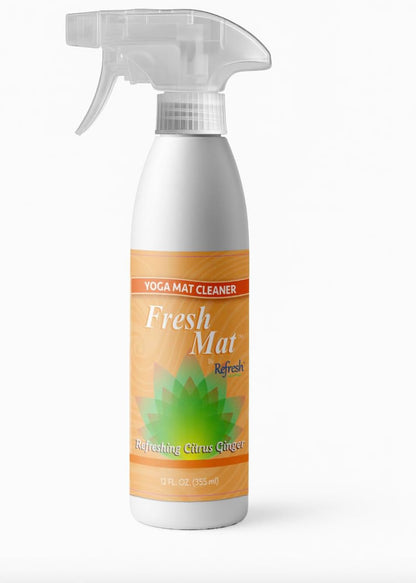 Fresh Mat Yoga Mat Cleaner Spray - Natural Deodorizing Cleaner for Yoga Mats & Fitness Equipment - No-Rinse, Residue-Free Formula with Witch Hazel & Essential Oil, Refreshing Citrus Ginger (24 fl oz).