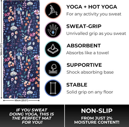 All In One Yoga Mat | Luxury Sweat-Grip Mat/Towel Combo | Ideal for Yoga, Hot Yoga, Bikram, Pilates, Workout & Exercise | Eco-Friendly Natural Rubber