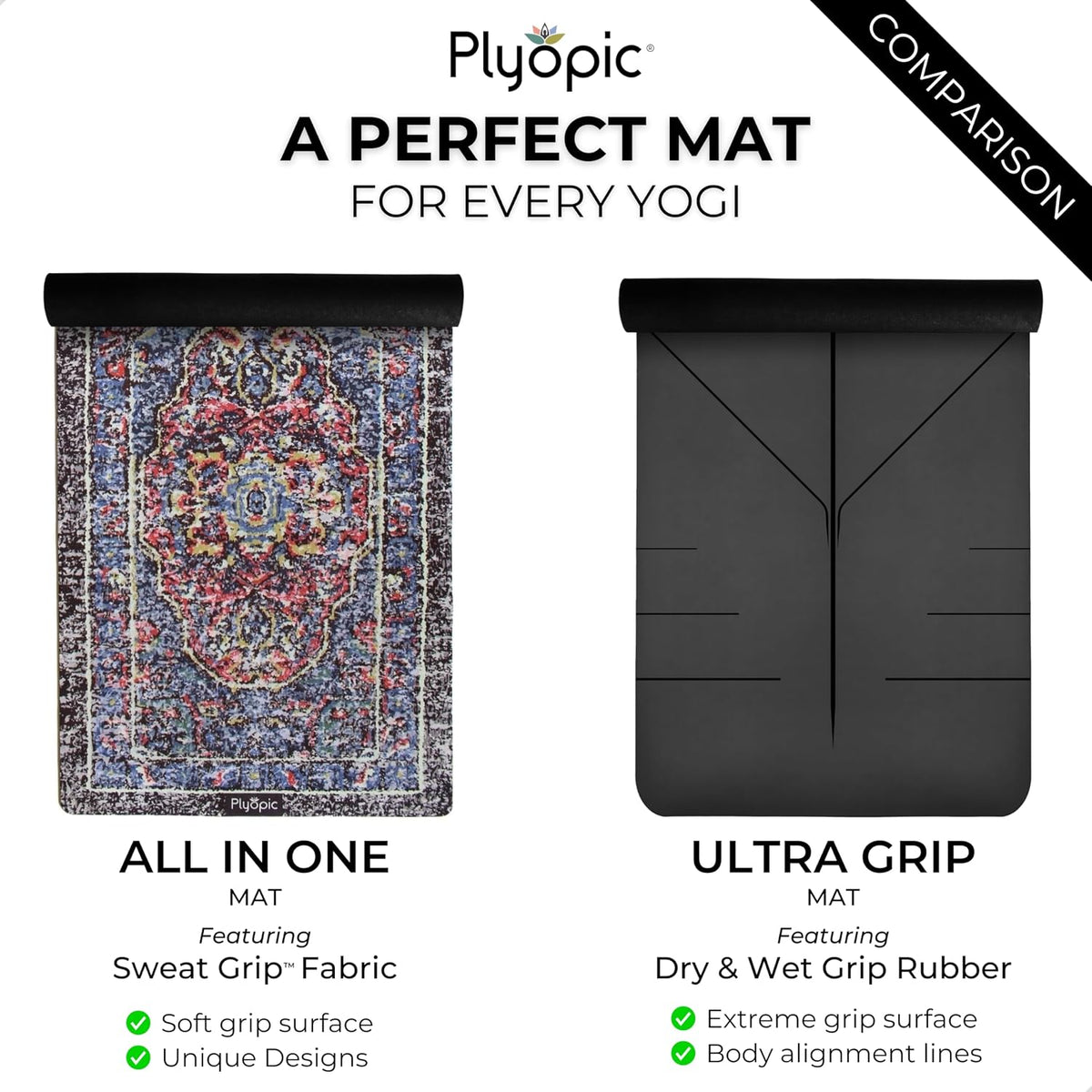 All In One Yoga Mat | Luxury Sweat-Grip Mat/Towel Combo | Ideal for Yoga, Hot Yoga, Bikram, Pilates, Workout & Exercise | Eco-Friendly Natural Rubber