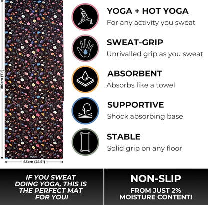 All In One Yoga Mat | Luxury Sweat-Grip Mat/Towel Combo | Ideal for Yoga, Hot Yoga, Bikram, Pilates, Workout & Exercise | Eco-Friendly Natural Rubber