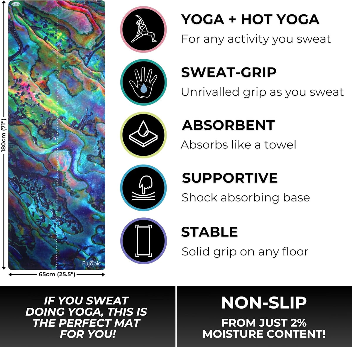 All In One Yoga Mat | Luxury Sweat-Grip Mat/Towel Combo | Ideal for Yoga, Hot Yoga, Bikram, Pilates, Workout & Exercise | Eco-Friendly Natural Rubber