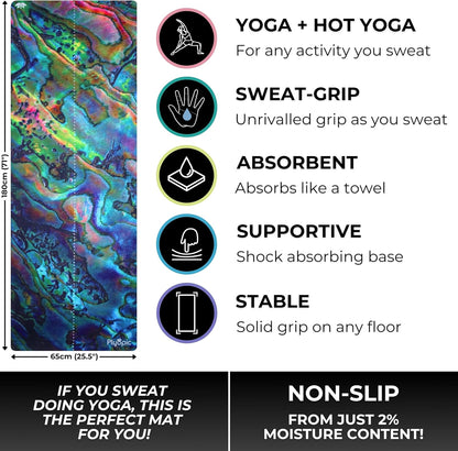 All In One Yoga Mat | Luxury Sweat-Grip Mat/Towel Combo | Ideal for Yoga, Hot Yoga, Bikram, Pilates, Workout & Exercise | Eco-Friendly Natural Rubber