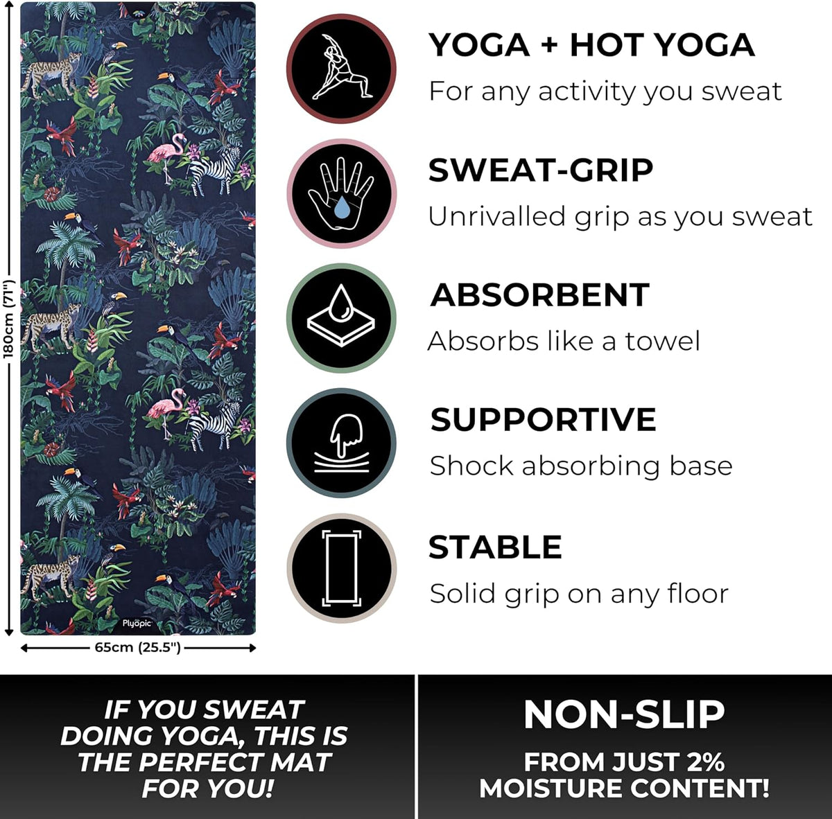All In One Yoga Mat | Luxury Sweat-Grip Mat/Towel Combo | Ideal for Yoga, Hot Yoga, Bikram, Pilates, Workout & Exercise | Eco-Friendly Natural Rubber