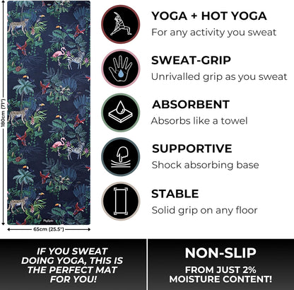 All In One Yoga Mat | Luxury Sweat-Grip Mat/Towel Combo | Ideal for Yoga, Hot Yoga, Bikram, Pilates, Workout & Exercise | Eco-Friendly Natural Rubber