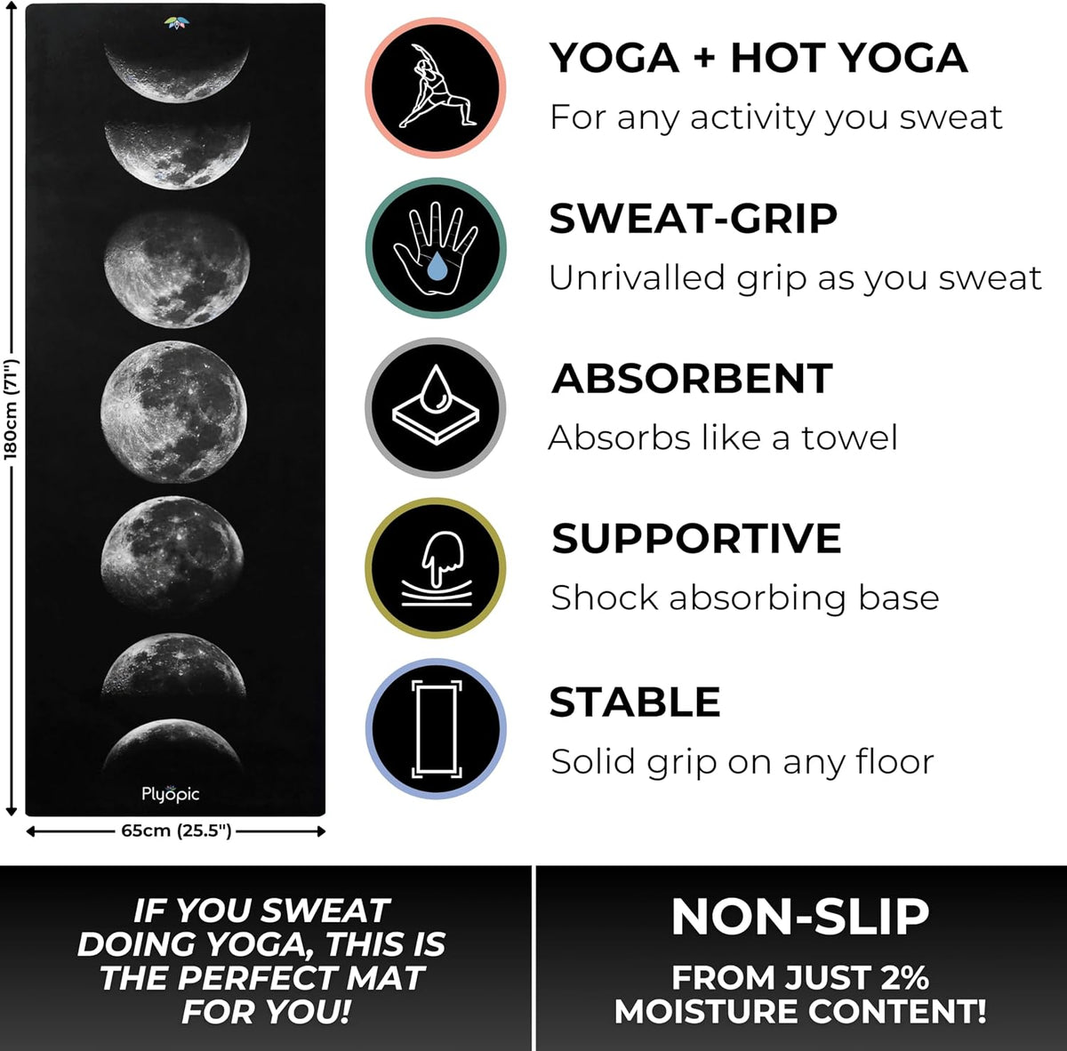 All In One Yoga Mat | Luxury Sweat-Grip Mat/Towel Combo | Ideal for Yoga, Hot Yoga, Bikram, Pilates, Workout & Exercise | Eco-Friendly Natural Rubber
