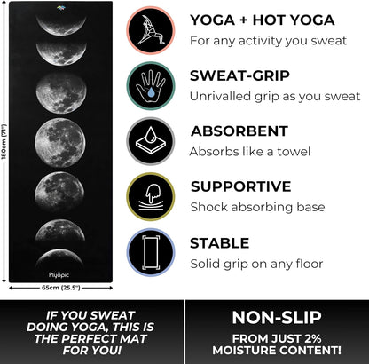 All In One Yoga Mat | Luxury Sweat-Grip Mat/Towel Combo | Ideal for Yoga, Hot Yoga, Bikram, Pilates, Workout & Exercise | Eco-Friendly Natural Rubber