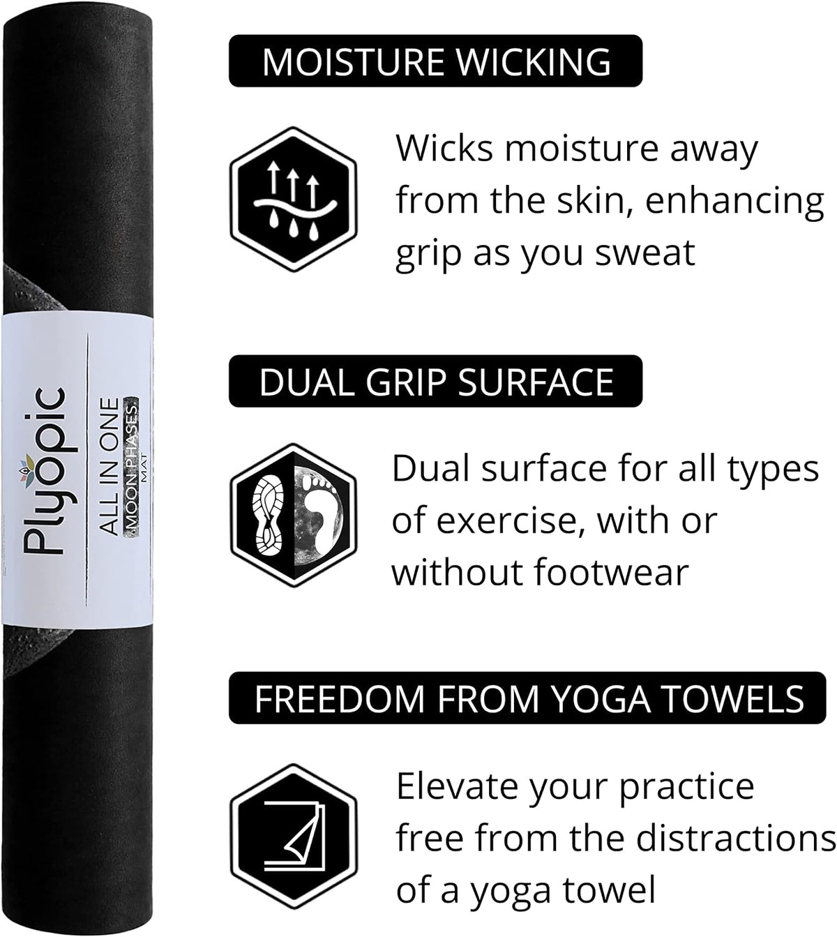 All In One Yoga Mat | Luxury Sweat-Grip Mat/Towel Combo | Ideal for Yoga, Hot Yoga, Bikram, Pilates, Workout & Exercise | Eco-Friendly Natural Rubber