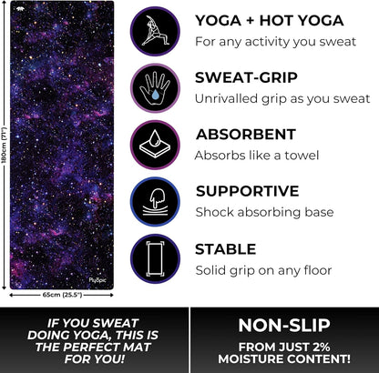 All In One Yoga Mat | Luxury Sweat-Grip Mat/Towel Combo | Ideal for Yoga, Hot Yoga, Bikram, Pilates, Workout & Exercise | Eco-Friendly Natural Rubber
