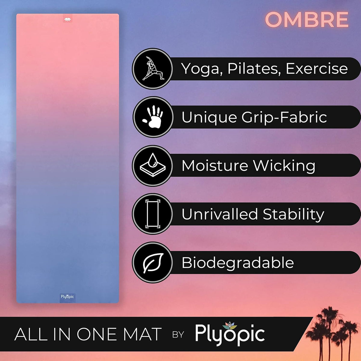 All In One Yoga Mat | Luxury Sweat-Grip Mat/Towel Combo | Ideal for Yoga, Hot Yoga, Bikram, Pilates, Workout & Exercise | Eco-Friendly Natural Rubber
