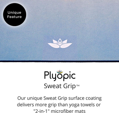 All In One Yoga Mat | Luxury Sweat-Grip Mat/Towel Combo | Ideal for Yoga, Hot Yoga, Bikram, Pilates, Workout & Exercise | Eco-Friendly Natural Rubber