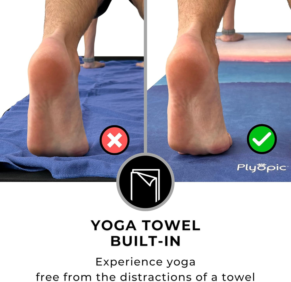 All In One Yoga Mat | Luxury Sweat-Grip Mat/Towel Combo | Ideal for Yoga, Hot Yoga, Bikram, Pilates, Workout & Exercise | Eco-Friendly Natural Rubber