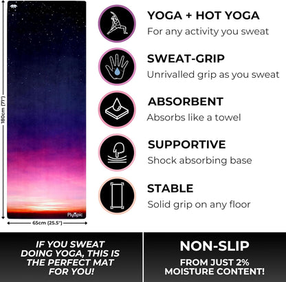 All In One Yoga Mat | Luxury Sweat-Grip Mat/Towel Combo | Ideal for Yoga, Hot Yoga, Bikram, Pilates, Workout & Exercise | Eco-Friendly Natural Rubber