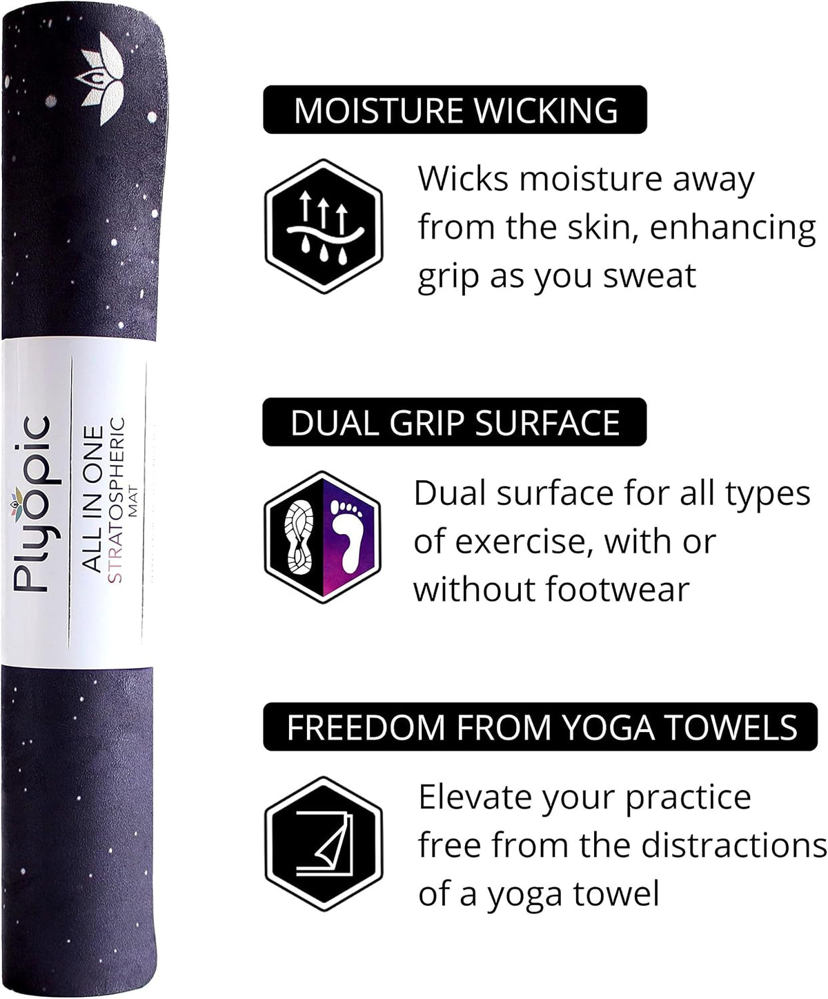 All In One Yoga Mat | Luxury Sweat-Grip Mat/Towel Combo | Ideal for Yoga, Hot Yoga, Bikram, Pilates, Workout & Exercise | Eco-Friendly Natural Rubber