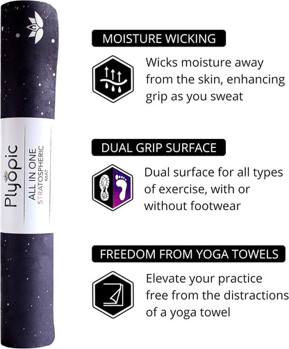 All In One Yoga Mat | Luxury Sweat-Grip Mat/Towel Combo | Ideal for Yoga, Hot Yoga, Bikram, Pilates, Workout & Exercise | Eco-Friendly Natural Rubber