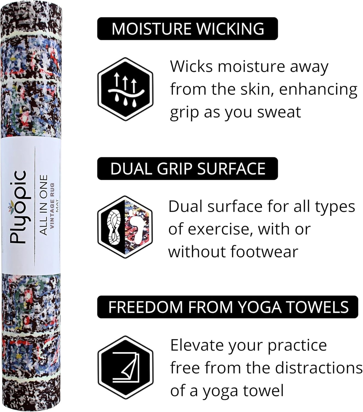 All In One Yoga Mat | Luxury Sweat-Grip Mat/Towel Combo | Ideal for Yoga, Hot Yoga, Bikram, Pilates, Workout & Exercise | Eco-Friendly Natural Rubber