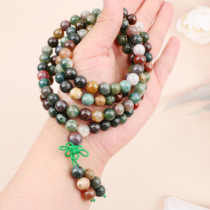 6mm 8mm 108 Prayer Mala Jasper Elastic Bracelet - Handmade Yoga Meditation Healing Power Energy Gifts for Unisex Adult.