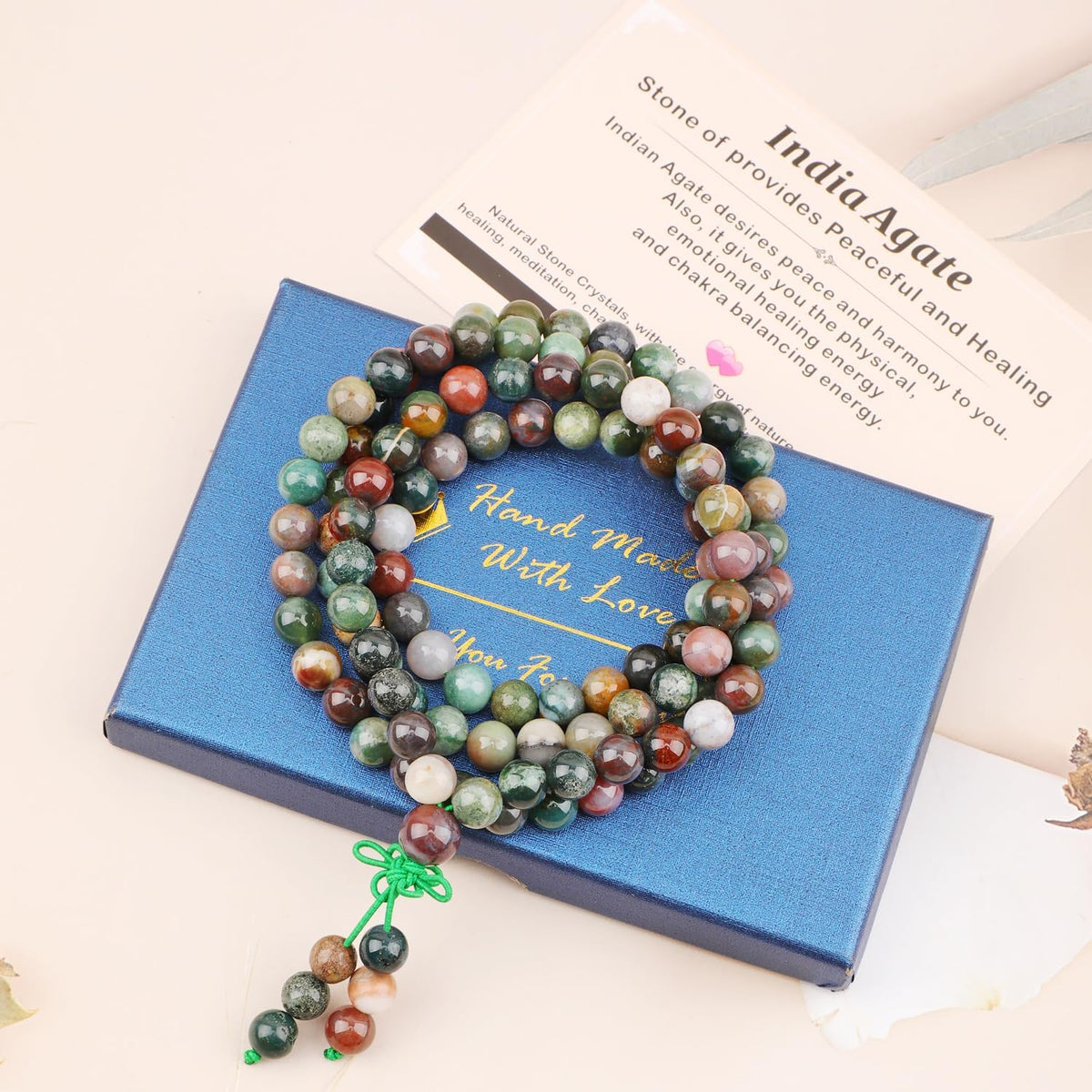 6mm 8mm 108 Prayer Mala Jasper Elastic Bracelet - Handmade Yoga Meditation Healing Power Energy Gifts for Unisex Adult.