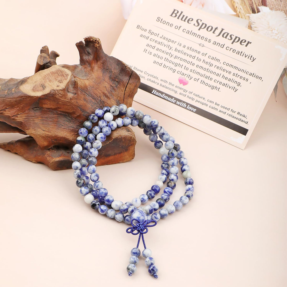 6mm 8mm 108 Prayer Mala Jasper Elastic Bracelet - Handmade Yoga Meditation Healing Power Energy Gifts for Unisex Adult.
