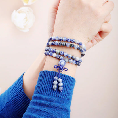 6mm 8mm 108 Prayer Mala Jasper Elastic Bracelet - Handmade Yoga Meditation Healing Power Energy Gifts for Unisex Adult.