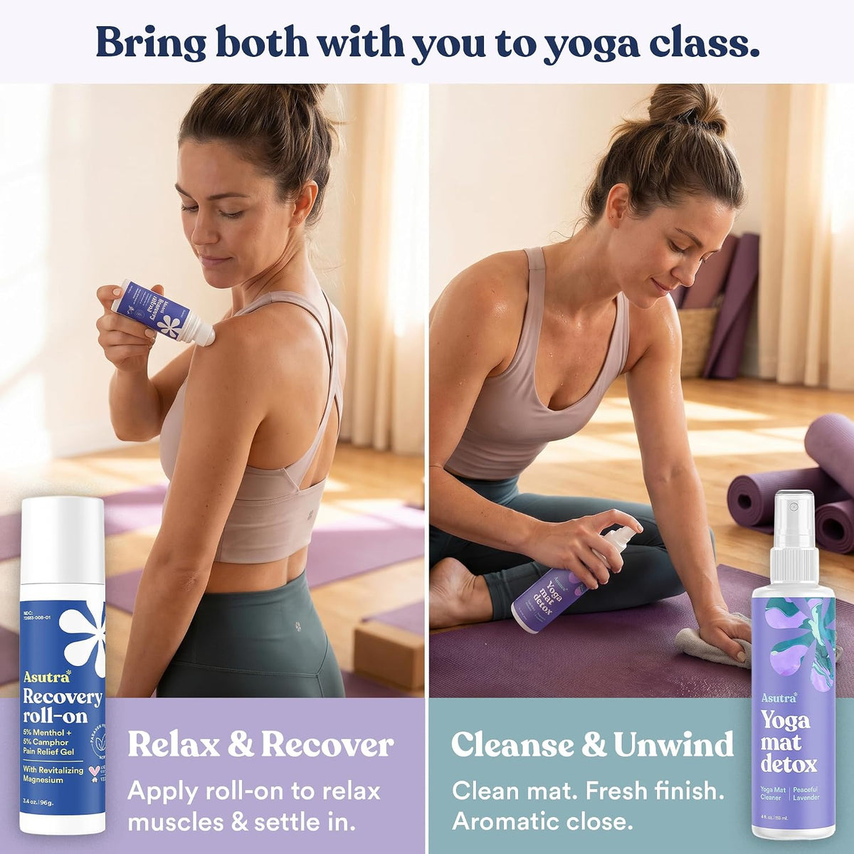 ASUTRA Yoga Mat Cleaner Spray Refill (Peaceful Lavender), 16 fl oz (16oz)