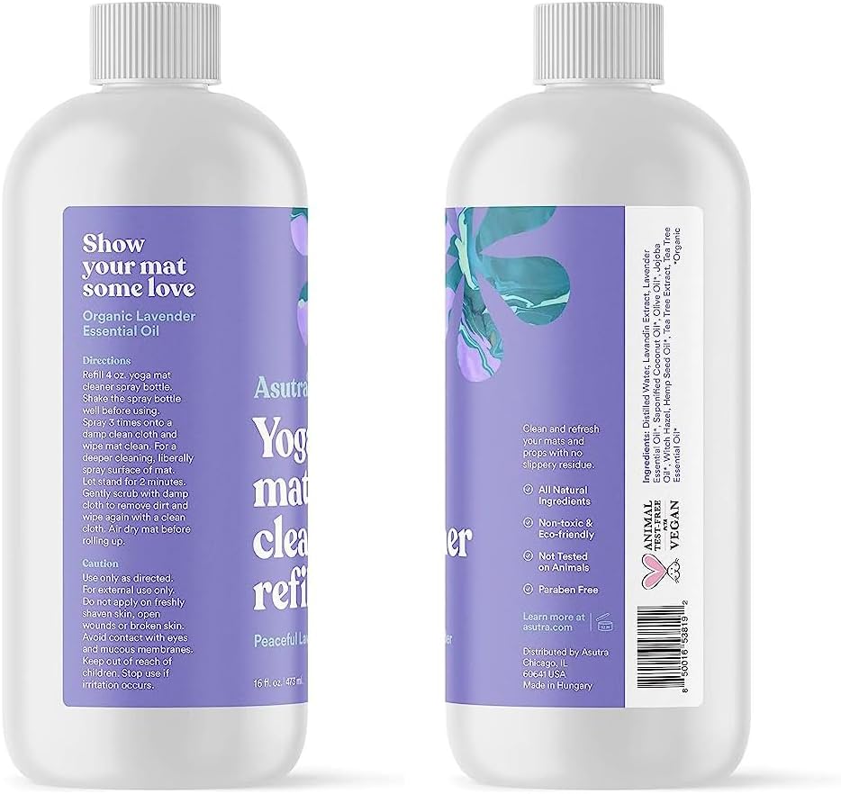 ASUTRA Yoga Mat Cleaner Spray Refill (Peaceful Lavender), 16 fl oz (16oz)