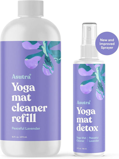 ASUTRA Yoga Mat Cleaner Spray Refill (Peaceful Lavender), 16 fl oz (16oz)