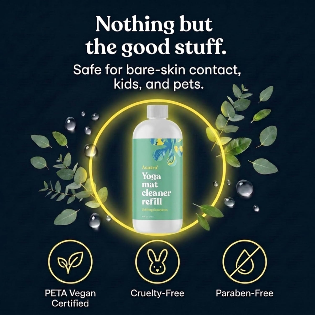 ASUTRA Yoga Mat Cleaner Spray Refill (Peaceful Lavender), 16 fl oz (16oz)