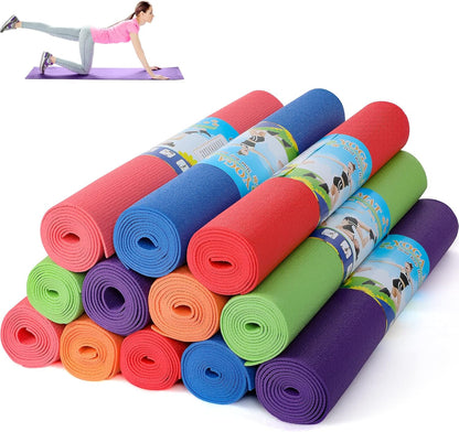 12 Pieces Yoga Mats Bulk 68x24x0.12 Inch Exercise Non Slip Fitness Workout Mats for Women Men Home Workout Gym Yoga