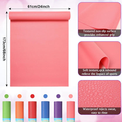 12 Pieces Yoga Mats Bulk 68x24x0.12 Inch Exercise Non Slip Fitness Workout Mats for Women Men Home Workout Gym Yoga