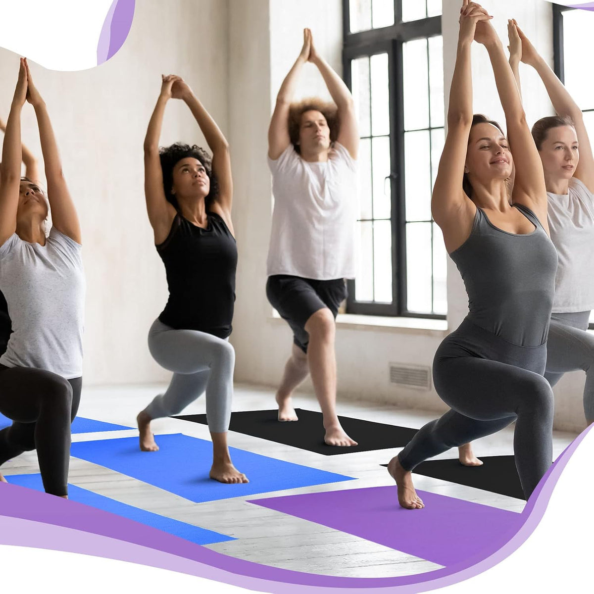 12 Pieces Yoga Mats Bulk 68x24x0.12 Inch Exercise Non Slip Fitness Workout Mats for Women Men Home Workout Gym Yoga