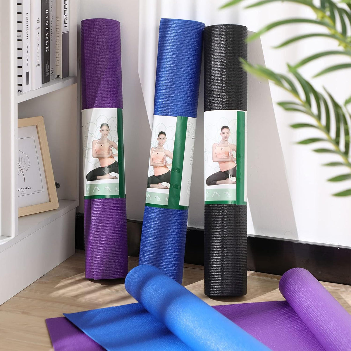 12 Pieces Yoga Mats Bulk 68x24x0.12 Inch Exercise Non Slip Fitness Workout Mats for Women Men Home Workout Gym Yoga