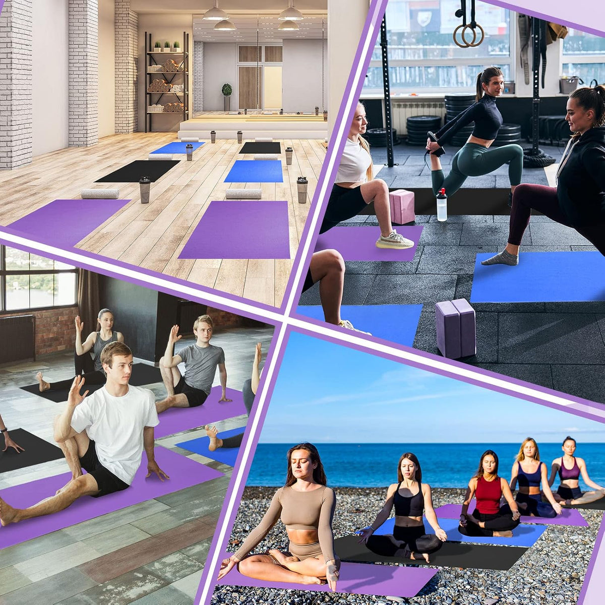 12 Pieces Yoga Mats Bulk 68x24x0.12 Inch Exercise Non Slip Fitness Workout Mats for Women Men Home Workout Gym Yoga