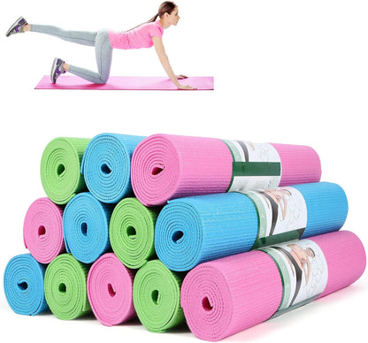 12 Pieces Yoga Mats Bulk 68x24x0.12 Inch Exercise Non Slip Fitness Workout Mats for Women Men Home Workout Gym Yoga