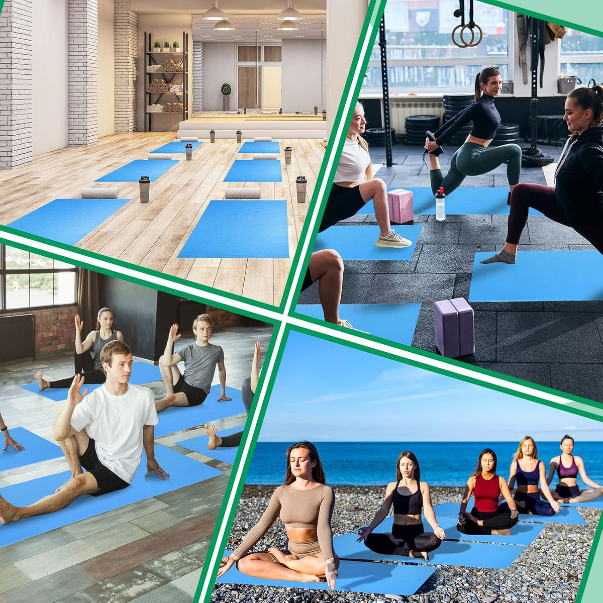 12 Pieces Yoga Mats Bulk 68x24x0.12 Inch Exercise Non Slip Fitness Workout Mats for Women Men Home Workout Gym Yoga