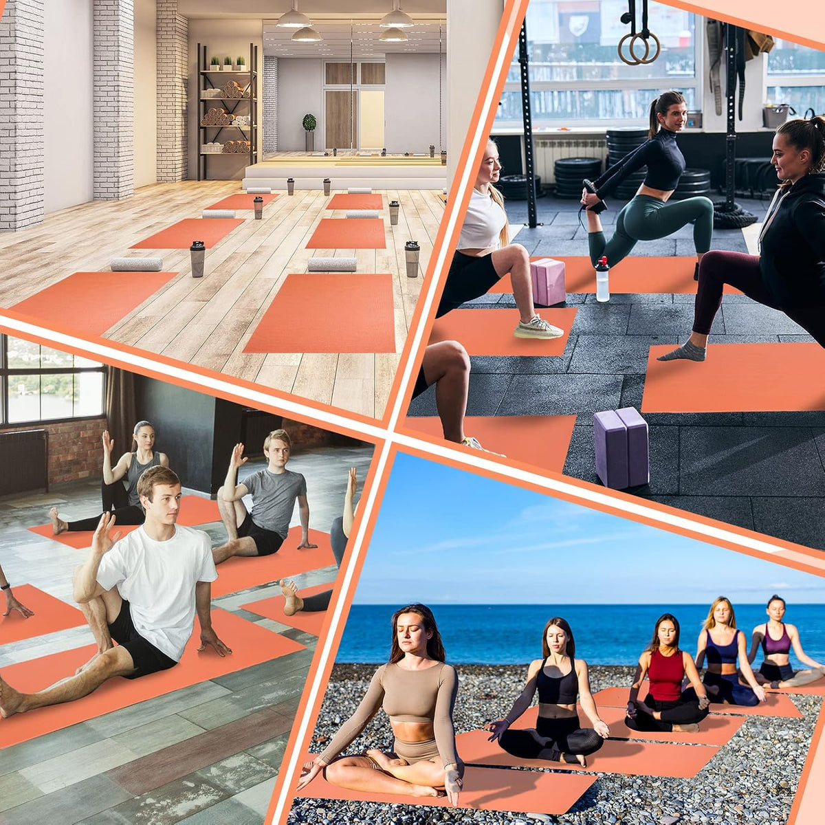 12 Pieces Yoga Mats Bulk 68x24x0.12 Inch Exercise Non Slip Fitness Workout Mats for Women Men Home Workout Gym Yoga
