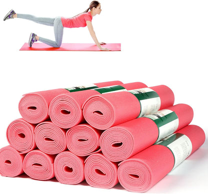 12 Pieces Yoga Mats Bulk 68x24x0.12 Inch Exercise Non Slip Fitness Workout Mats for Women Men Home Workout Gym Yoga